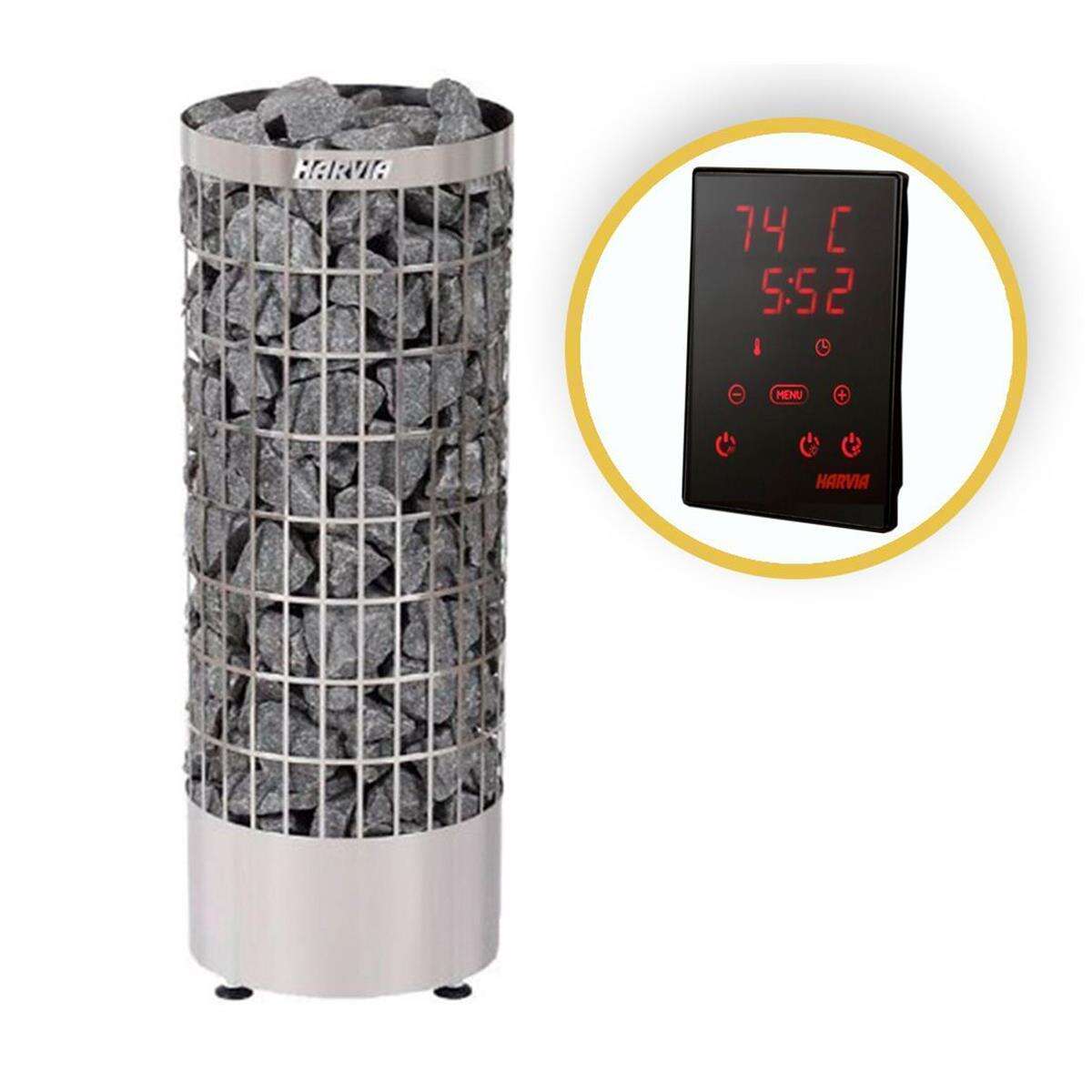 Sauna Heater Harvia Cilindro Pc90e  Chrome + Harvia Xenio...