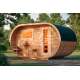 Sauna da Giardino Ovale Deluxe con Piccola Loggia e Tavolo &