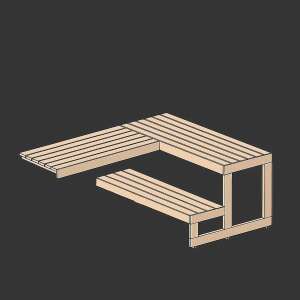 Two-level standard bench for Blocksauna Element Delux